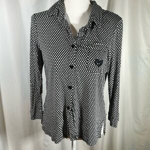 Betsy Johnson Long Sleeve Lightweight Polka Dot Button Up Shirt Sz M